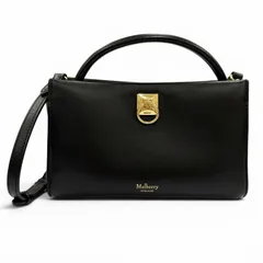 極美品◇MULBERRY マルベリー Mini iris ミニ アイリス Classic Grain 2WAY レザー ハンド ショルダーバッグ ブラック レディース 保存袋付きのサムネイル