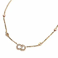 極美品☆Christian Dior クリスチャンディオール N1033CDLCY Clair D Lune ネックレス クレール ディー リュヌ ラインストーン・フェイクパール ピンクゴールド レディース 箱・保存袋付き