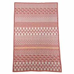 未使用品☆HERMES エルメス コットン100％ プレード トリコ アニモ ピクセル ニット ブランケット コーラル 70×110cm イタリア製 レディース 箱付きのサムネイル