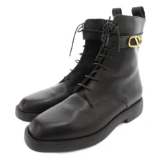 エンポリオアルマーニ EMPORIO ARMANI ショートブーツ レザー ロゴ サイドジップ レースアップ 37 黒 ブラック EW000423 /FF ■GY18のサムネイル