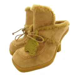 バーバリー BURBERRY 美品 Highland スエードミュール パンプス 37 裏ボア スクエアトゥ ベージュ /AE ■GY19 ☆AA★のサムネイル