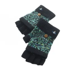 ヴィヴィアンウエストウッド Vivienne Westwood 手袋 グローブ ロゴ ニット 総柄 オーブ 黒 ブラック 緑 グリーン ■GY18 /MQのサムネイル