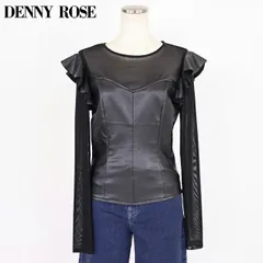 デニーローズ DENNY ROSE レディース 長袖ブラウス パワーネット切替フェイクレザーブラウス ブラック系（サイズ/44/46）uw0038のサムネイル