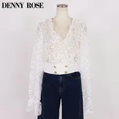 デニーローズ DENNY ROSE レディース 長袖ブラウス フリルポイントレースブラウス ホワイト系 イタリア製（サイズ/40/42）uw0044のサムネイル