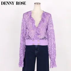 デニーローズ DENNY ROSE レディース 長袖ブラウス フリルポイントレースブラウス パープル系 イタリア製（サイズ/44）uw0043のサムネイル