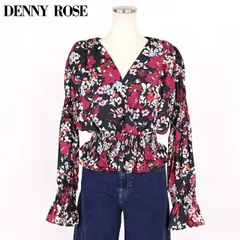 デニーローズ DENNY ROSE レディース 長袖ブラウス フラワープリントカシュクールブラウス ブラック系（サイズ/40/42/44）uw0047のサムネイル