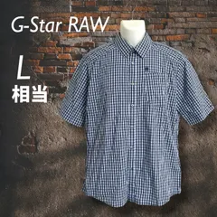 G-Star RAW ジースターロゥ メンズ 半袖シャツ L相当 袖2Way コットン RN104506  CA41169 チェック柄 ブルー系 (F002)★のサムネイル