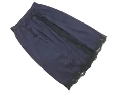 MUVEIL ミュベール サテン レース ラップ風 タイト スカート size36/紺 ■■ レディースのサムネイル