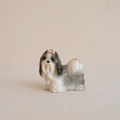 昭和レトロ 犬の置物 陶器 オブジェ シーズー ヴィンテージのサムネイル