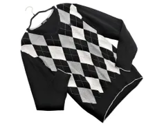BURBERRY BLACK LABEL バーバリーブラックレーベル Vネック アーガイル 長袖 ニット セーター size2/黒ｘグレー ◇■ メンズ