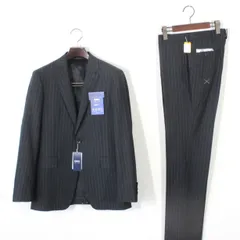 04【新品】パーソンズフォーメン PERSON'S FOR MEN YA5 M 春夏 スーツ 濃グレーストライプ 背抜き 裾上げ無料 TioTio 抗菌抗ウイルスのサムネイル
