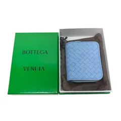 4518 BOTTEGA VENETA ボッテガヴェネタ 折り財布 コンパクトウォレット イントレチャート 水色 ブルー ラウンドファスナーのサムネイル