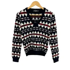 DSQUARED2(ディースクエアード) 長袖セーター サイズs S レディース - ダークネイビー×白×レッド Vネックのサムネイル