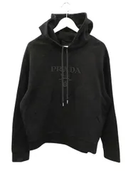 プラダ PRADA ロゴ エンブロイダリー パーカー M 黒 ブラック 長袖 プルオーバー トップス ☆AA★のサムネイル