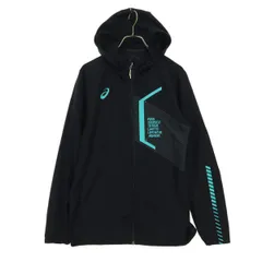 美品 asics アシックス プリント 長袖 ジップジャケット L ブラック レディース 古着のサムネイル