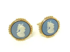 WEDGWOOD ウェッジウッド ジャスパー カメオ カフス カフリンクス アクセサリー ゴールド系×ライトブルー系 DN5328のサムネイル