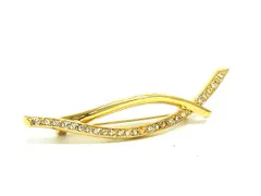 ■極美品■ GIVENCHY ジバンシィ ヴィンテージ ラインストーン ピンバッチ ピンブローチ アクセサリー レディース ゴールド系 DN7811のサムネイル
