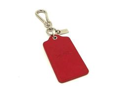 4381 極美品 COACH レザータグチャーム レッド ボールチェーン付き