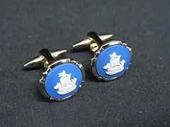 WEDGWOOD ウェッジウッド ジャスパー カメオ カフスボタン カフリンクス アクセサリー ビジネス メンズ ゴールド系×ブルー系 DN7758のサムネイル