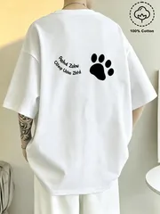 ネコの肉球 バックプリントTシャツ メンズ レディース シンプルなデザインがカジュアルコーデに馴染み、毎日のお出かけに最適。