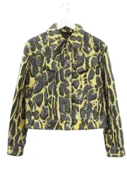 ルイヴィトン LOUIS VUITTON レオパード ジャガード ジャケット 36 イエロー系 グレー系 ウール混 アウター 上着のサムネイル