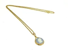 ■美品■ WEDGWOOD ウェッジウッド ジャスパー カメオ ネックレス ペンダント アクセサリー ゴールド系×ライトブルー系 DN7455のサムネイル