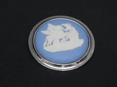 ■美品■ WEDGWOOD ウェッジウッド ジャスパー カメオ ブローチ ピンバッジ アクセサリー ライトブルー系×シルバー系 DN3746のサムネイル
