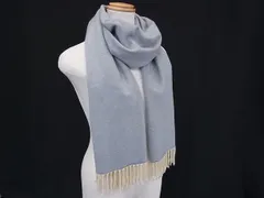 ■美品■ Max Mara マックスマーラ フリンジ 大判 マフラー ストール ショール レディース メンズ ブルー系×アイボリー系 DN1472のサムネイル