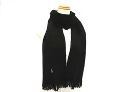 POLO RALPH LAUREN ポロラルフローレン ウール100％ フリンジ マフラー 防寒具 メンズ レディース ブラック系 DN1481のサムネイル