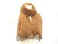 POLO RALPH LAUREN ポロラルフローレン カシミヤ100％ フリンジ マフラー ストール ショール 防寒具 レディース ブラウン系 DN2035