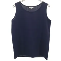美品 YVES SAINT LAURENT イヴサンローラン 日本製 ノースリーブ タンクトップ 34 ネイビー レディース 古着