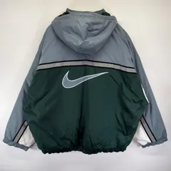 古着 90's/90年代 ナイキ NIKE ジャケット バックロゴ ビッグロゴ フルジップ 刺繍 大きいサイズ 3XL  グリーン系 メンズ