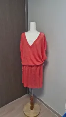 ZADIG&VOLTAIRE (L) オレンジ Vネック リネン100% ニット ONE PIECEのサムネイル