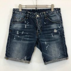 美品✨️DSQUARED2 デニムパンツ ペイント加工 レザーパッチ S ブルー 