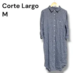 a2778 Corte Largo コルテラルゴ チェック柄 シャツワンピース M ブルー×ホワイトのサムネイル