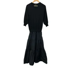 Drawer(ドゥロワー) ワンピース サイズ1 S レディース - 黒×ダークネイビー クルーネック/七分袖/マキシ丈/ニット切替/ブランドタグほつれのサムネイル