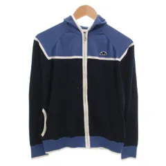 エレッセ ellesse パーカー フーディ ジップアップ 薄手 フード ロゴ ワッペン バイカラー 長袖 XL 青 ブルー /FFのサムネイル