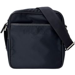 プラダ PRADA バッグ レディース メンズ ブランド ロゴジャガード ショルダーバッグ ナイロン ネイビー トライアングルロゴ 斜めがけ シンプル おしゃれ 【中古】