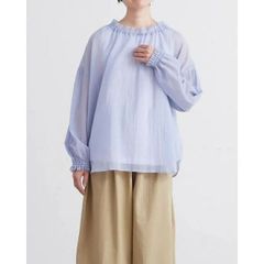 HEAVENLY (ヘブンリー) | FRILLNECK 2WAY SHEER BLOUSE (light blue