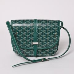 新品同様 GOYARD ゴヤール ベルヴェデーレ PM バッグ ショルダーバッグ グリーン PVCコーティングキャンバス レザー 中古 4a002822
