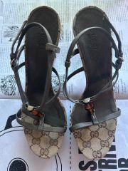 GUCCI GGロゴ フラット サンダル ミュール キャンバス 36.5 - メルカリ