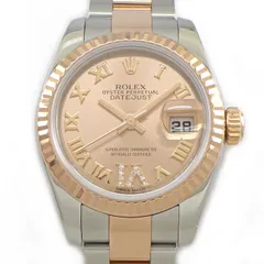 ロレックス Rolex 腕時計 デイトジャスト 179171 デイト ルーレット刻印 サンレイ ピンク文字盤 VIダイヤモンド ローマンインデックス K18PG SS 自動巻き 【中古】のサムネイル