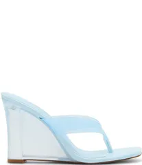 スティーブ マデン レディース シューズ サンダル Steve Madden Katrine Clear Thong Wedge Sandals Light Blue ブルーのサムネイル