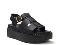 フィットフロップ レディース シューズ サンダル プラットフォーム FitFlop GenFF Max Platform Fisherman Sandal Black Leather ブラック