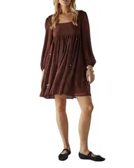 ウエアハウス レディース トップス ワンピース ミニ Warehouse Hand Embellished Square Neck Mini Dress Chocolate チョコレートのサムネイル