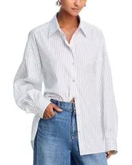 ヘルムート ラング レディース トップス シャツ Helmut Lang Stripe Cinched Placket Shirt WhiteNavy ホワイトのサムネイル