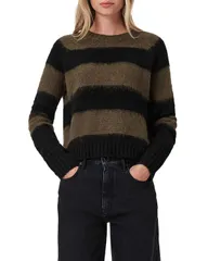 オールセインツ レディース アウター ニット・セーター クルーネック ALLSAINTS Lou Crewneck Sweater BlackGreen ブラックのサムネイル