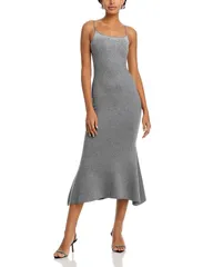 ミリー レディース トップス ワンピース トール MILLY Ricky Metallic Rhinestone Spaghetti Strap Dress Greysilver グレーのサムネイル