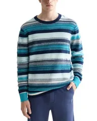 スコッチアンドソーダ メンズ アウター ニット・セーター クルーネック Scotch Soda Striped Crewneck Sweater Tahitian Blue ブルーのサムネイル
