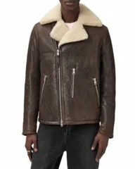 オールセインツ メンズ アウター ジャケット・ブルゾン レザー ALLSAINTS Xylon Leather Biker Jacket Barkwood Brown ブラウンのサムネイル